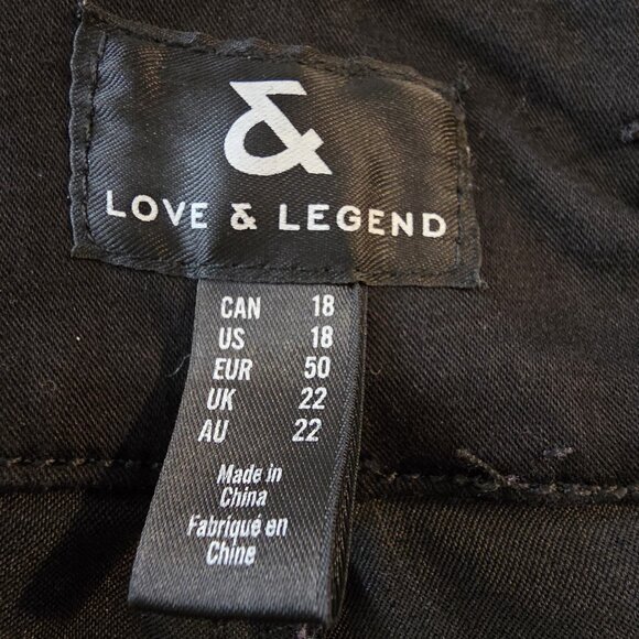 Love & Legend Womens Black Tuxedo Pants Size 18 Straight Leg Gold Zig Zag Stripe - Picture 3 of 3